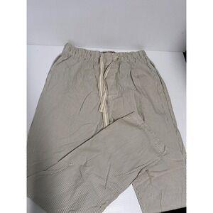 Bottoms Out Mens Tan White Striped Pajama Lounge Pants 100% Cotton Size Medium